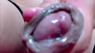 Teen tranny strokes huge cock to explosive cumshot webcam closeup
