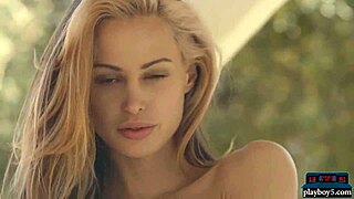 perky blonde milf model strips big fake tits europe style