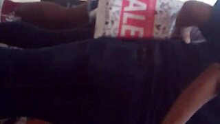 Watch that ebony ass fold over in hidden shop voyeur as old black cheeks spread wide!