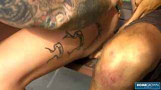 three cocks stuff horny amie's mouth and pussy raw