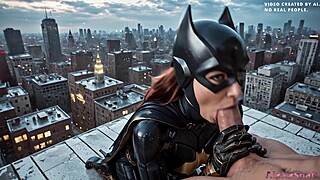 Batman: Batgirl, take my huge cock on Gotham rooftops now!