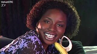 Banana shoved deep in those big natural tits during casting interview!