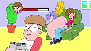 Erotic comic flashing tempts on the cozy sofa