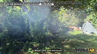 hunt4k. fanta sie fucks old hunter public outdoor shaved pussy pov