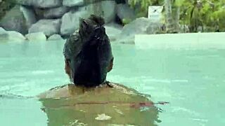 monika fox struts pink bikini poolside teasing her curves