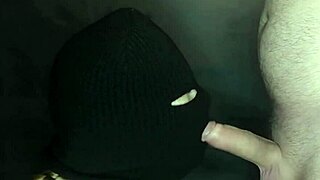 stepsis hides face in balaclava deepthroats my cock sloppily