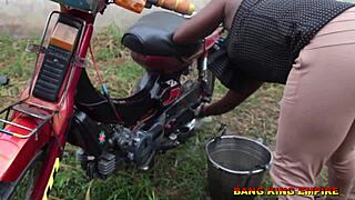 begged black stud to pound bbw ebony after washing hubby's bike