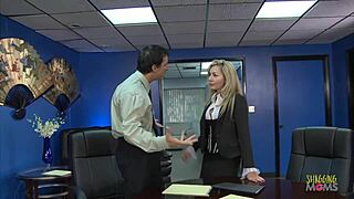 Beautiful BIG TITS Blonde Milf FUCKS Boss In Office