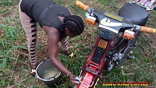 begged black stud to pound bbw ebony after washing hubby's bike