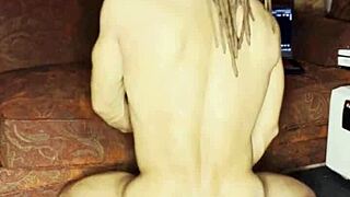 ivory white gapes ass with huge dildo solo pounding