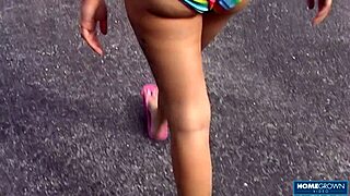 three cocks stuff horny amie's mouth and pussy raw