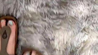 Heart-Pounding Barefoot Fetish in Leather Skirt Socks