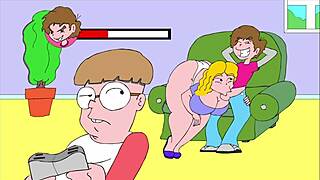 Erotic comic flashing tempts on the cozy sofa