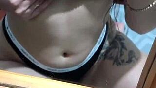 sexy latina plays navel in lingerie so hot
