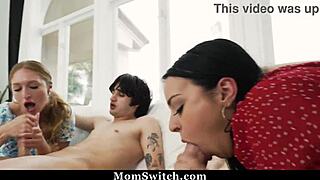 Can awkward stepson handle stepmoms' big tits orgy help?