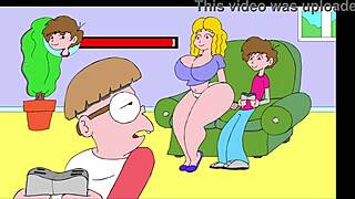 Erotic comic flashing tempts on the cozy sofa