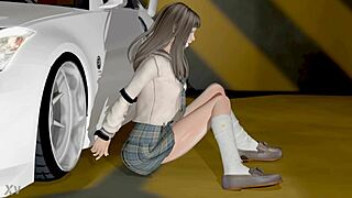 i tried belt bondage and ball gag self tie in indoor parking lot... tomoe caught me!!