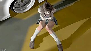 i tried belt bondage and ball gag self tie in indoor parking lot... tomoe caught me!!