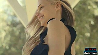 perky blonde milf model strips big fake tits europe style