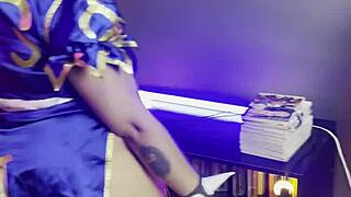 chubby chun-li cosplay curves photoshoot backstage vibes