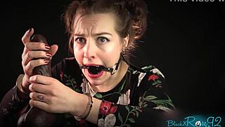 Bound Milf Housewife Gags on Dildo While Choking in Handcuffs