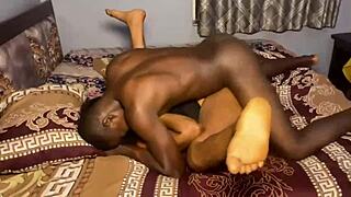 Creamy ebony ass pussy squirts hard after destruction