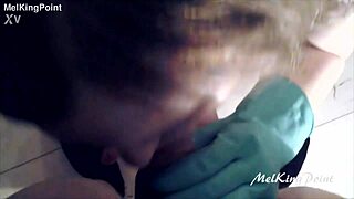 Blonde Milf Sucks Cock Wearing Tight Latex Gloves
