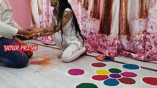 Indian Priya Rides Stepbrother Big Cock Holi Festival Fuck