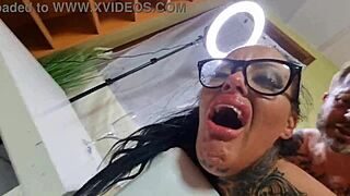 ashley cumstar's sloppy dp anal toy ravage with piss spit slaps!! 😈💦