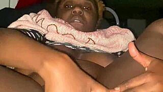 yo check this ebony babe's creamy pussy play 😍 big natural tits bounce