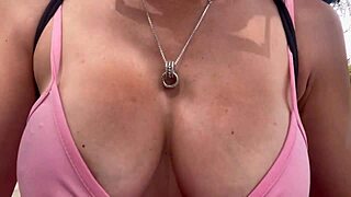 Artemisia Love struts public in slutty revealing outfit horny milf tease