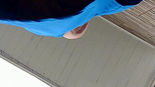 caught my tall milf stepmom cleaning sidewalk public see thru maid outfit flashing big ass