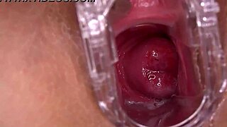 She guides his throbbing cock to shoot deep inside her wetness
