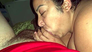 Stepmom sneaks cocksucking after party with her big tits craving more