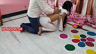 Indian Priya Rides Stepbrother Big Cock Holi Festival Fuck