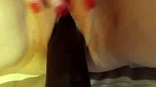 Wife's first BBC dildo machine fucks wet pussy hard