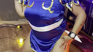 chubby chun-li cosplay curves photoshoot backstage vibes