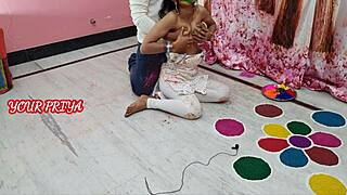Indian Priya Rides Stepbrother Big Cock Holi Festival Fuck