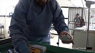 Patient chokes on nurse Ami Rogue's deepthroat backstage blowjob