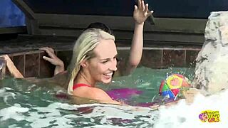 ever dreamed of poolside babes kissing before pussy pounding?