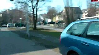 German Blonde Teen Slut Strips Naked Outdoors