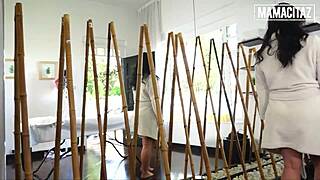 maria calor thick curvy latina masseuse huge tits client fuck