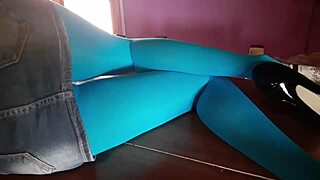 Beautiful Latina Milf Legs In Pantyhose Heels On Desk