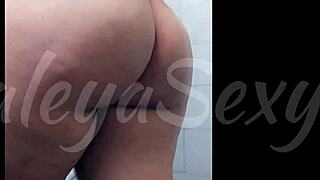 huge tits latina model showers naked slow motion