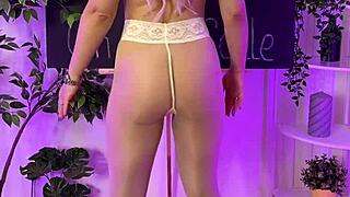 minimi diamante shakes big tits ass in pantyhose at nylon club!