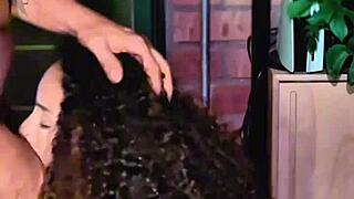 Curvy Brunette Latina Gags Sloppily on Cock with Natural Tits