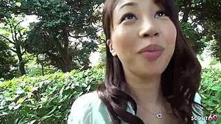 Skinny Japanese teen swallows stranger cock in public pov?