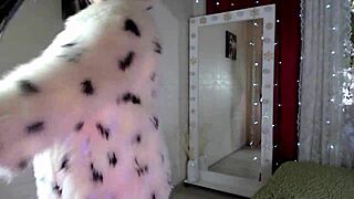 mature bitch screams orgasm toying juicy pussy in fur coat