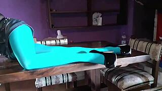 Beautiful Latina Milf Legs In Pantyhose Heels On Desk