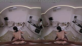 Dark Room VR Brunette Shaved Pussy Handjob Titjob Blow